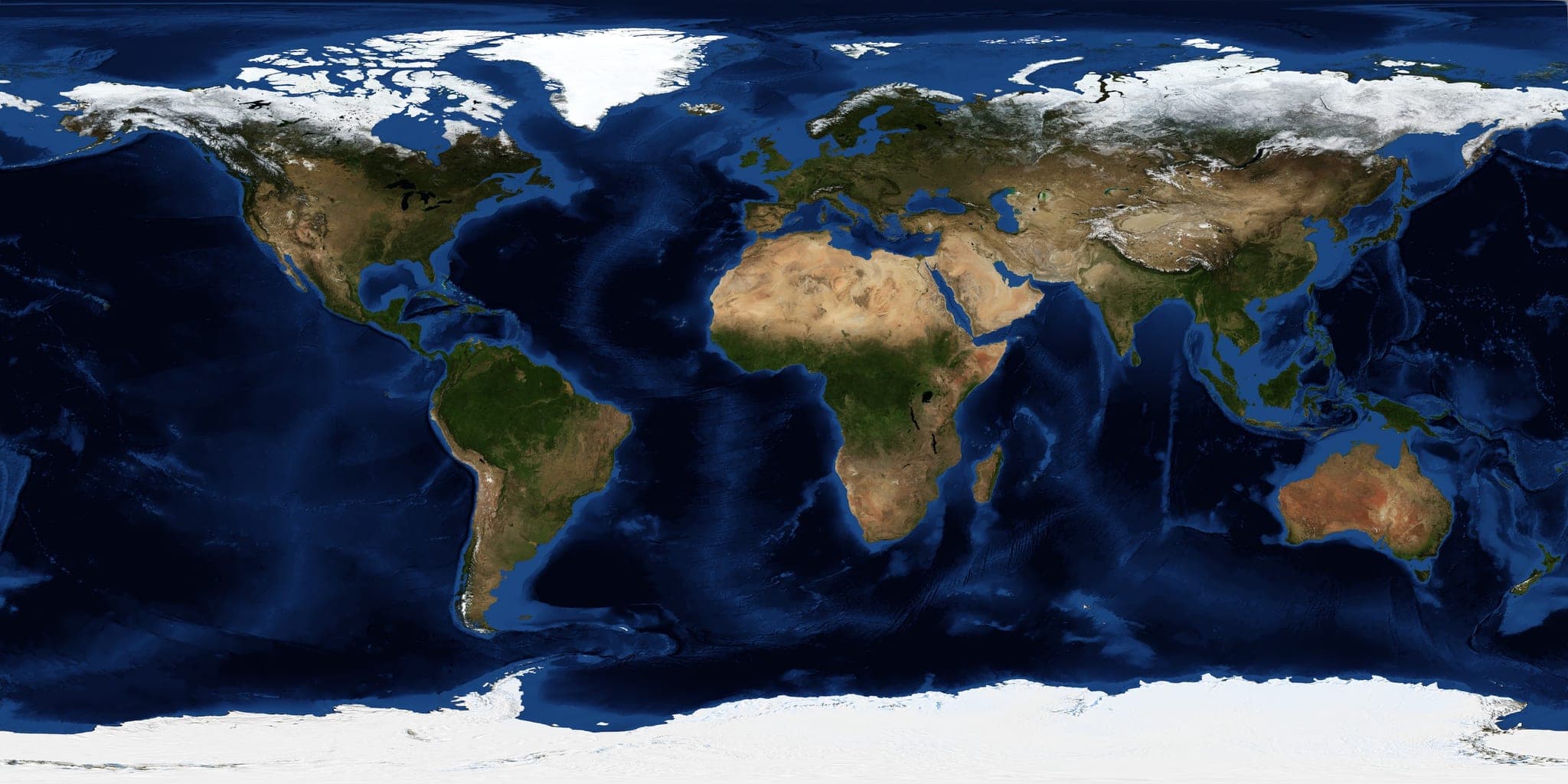 A flat map of the Earth — the same one MeBirth wraps onto its globe.